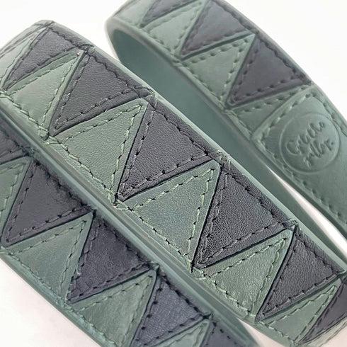 Sharktooth Bag Strap Leather Slim - Green & Black